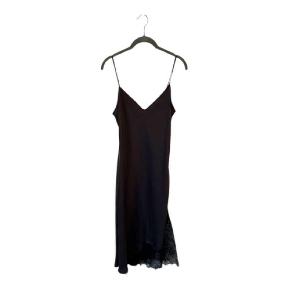 Wilfred Slip Dress Dark Brown With Black Lace Hem Detail